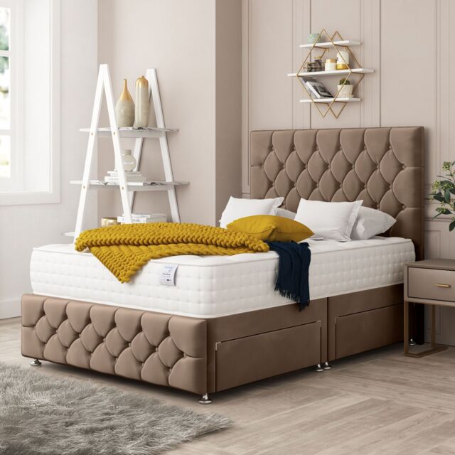 "Bed Choices Regency Bed Set No drawer With Mattress & 26"" Headboard in Taupe - Size: Super King" - image 1