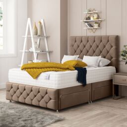 "Bed Choices Regency Bed Set No drawer With Mattress & 26"" Headboard in Taupe - Size: Super King" - thumbnail 1