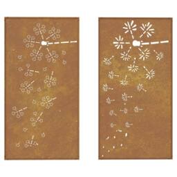 Berkfield Home Garden Wall Decorations 2pcs 105x55cm Corten Steel Flower Design in Brown - Size: 105x55 cm - thumbnail 5