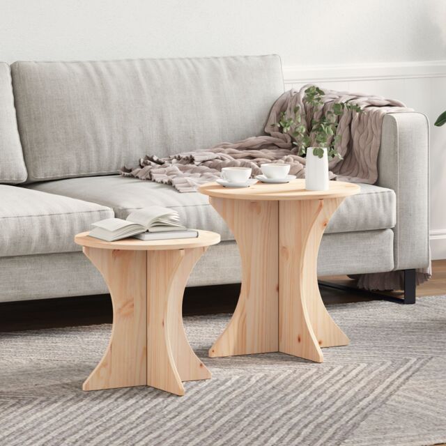 Berkfield Home Coffee Table 2 pcs Natural Solid pine wood in Brown - image 1