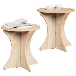 Berkfield Home Coffee Table 2 pcs Natural Solid pine wood in Brown - thumbnail 3