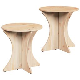 Berkfield Home Coffee Table 2 pcs Natural Solid pine wood in Brown - thumbnail 2