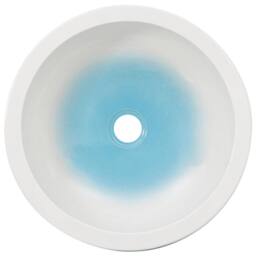 Berkfield Home Countertop Basin White & Blue Round Œ¶41x14 cm Ceramic - Size: 41x14 cm - thumbnail 4