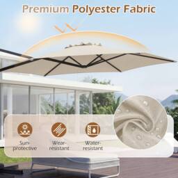 Gymax Large Offset Garden Parasol 360° Rotating Patio Cantilever Umbrella in Beige - thumbnail 4