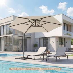 Gymax Large Offset Garden Parasol 360° Rotating Patio Cantilever Umbrella in Beige - thumbnail 7
