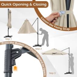 Gymax Large Offset Garden Parasol 360° Rotating Patio Cantilever Umbrella in Beige - thumbnail 9