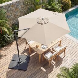 Gymax Large Offset Garden Parasol 360° Rotating Patio Cantilever Umbrella in Beige - thumbnail 5