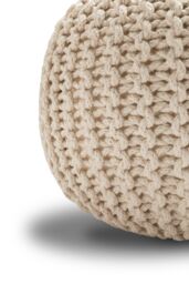 Snug City Knitted Pouffe Chunky Round Footstool Ottoman 100% Cotton Handmade in Cream - thumbnail 4