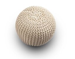 Snug City Knitted Pouffe Chunky Round Footstool Ottoman 100% Cotton Handmade in Cream - thumbnail 3