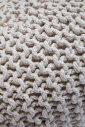 Snug City Knitted Pouffe Chunky Round Footstool Ottoman 100% Cotton Handmade in Cream - thumbnail 5