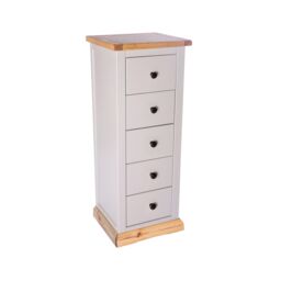 Cabinet Bits Bomporto 5 Drawer Narrow Chest of Drawers Brass Knob in Light Grey - thumbnail 3