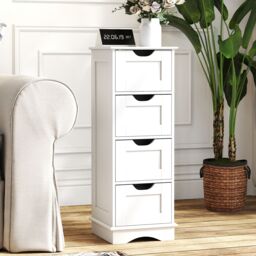 Gymax Freestanding 4-Drawer Narrow Storage Cupboard Bathroom Floor Cabinet in White - thumbnail 7