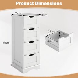 Gymax Freestanding 4-Drawer Narrow Storage Cupboard Bathroom Floor Cabinet in White - thumbnail 2