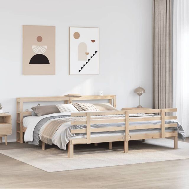 Berkfield Home Bed Frame with Headboard without Mattress 180x200 cm Super King in Brown - image 1