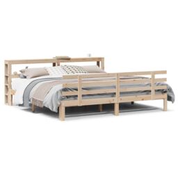 Berkfield Home Bed Frame with Headboard without Mattress 180x200 cm Super King in Brown - thumbnail 2
