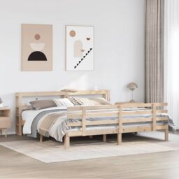 Berkfield Home Bed Frame with Headboard without Mattress 180x200 cm Super King in Brown - thumbnail 1