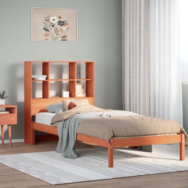 Berkfield Home Bookcase Bed without Mattress Wax Brown 100x200 cm Solid Wood Pine - image 1