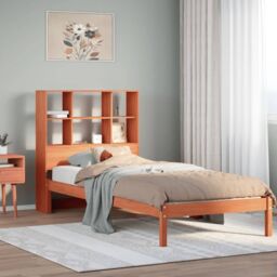 Berkfield Home Bookcase Bed without Mattress Wax Brown 100x200 cm Solid Wood Pine - thumbnail 1