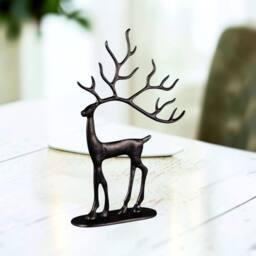 Four Candle Black Metal Reindeer Christmas Figurine 33cm Tall - thumbnail 2