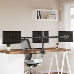 Berkfield Home Triple Monitor Stand Black Steel VESA 75/100 mm - thumbnail 4