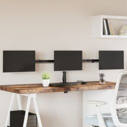 Berkfield Home Triple Monitor Stand Black Steel VESA 75/100 mm - thumbnail 1