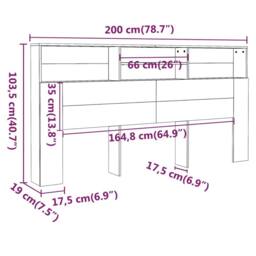 Berkfield Home Headboard Cabinet White 200x19x103.5 cm - thumbnail 6