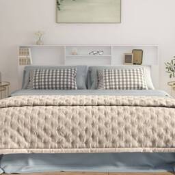 Berkfield Home Headboard Cabinet White 200x19x103.5 cm - thumbnail 5