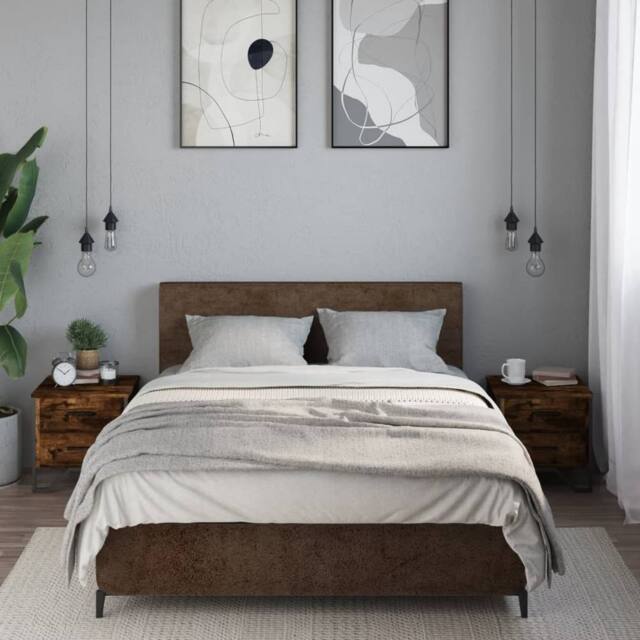 Berkfield Home Modern Bedside Cabinets 2 pcs Smoked Oak 40x41x40 cm Engineered Wood in Brown - Size: 40 x 41 x 40 cm - image 1