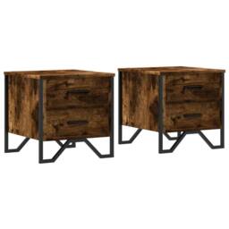 Berkfield Home Modern Bedside Cabinets 2 pcs Smoked Oak 40x41x40 cm Engineered Wood in Brown - Size: 40 x 41 x 40 cm - thumbnail 3
