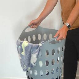 Nordara New Plastic 50L Laundry Basket Grey - thumbnail 4