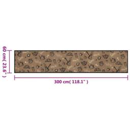 Berkfield Home Kitchen Rug Washable Morning Brown 60x300 cm Velvet - thumbnail 5