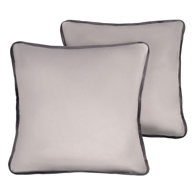 OHS 2 Pack Matte Velvet Piped Cushion Covers Home Decor Set in Light Grey - Size: 45 cm x 45 cm - image 1