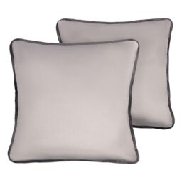 OHS 2 Pack Matte Velvet Piped Cushion Covers Home Decor Set in Light Grey - Size: 45 cm x 45 cm