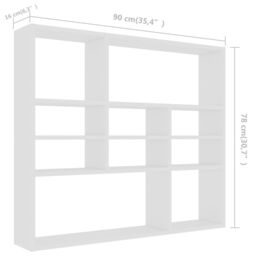 Berkfield Home Wall Shelf White 90x16x78 cm Engineered Wood - Size: 90 x 16 x 78 cm - thumbnail 6