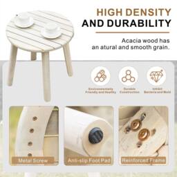 Direct Wicker Naturally Sanded Acacia Wood Side Table - Compact & Portable in Cream - Size: 1 Pack - thumbnail 4
