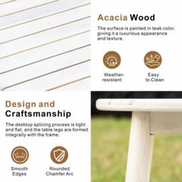 Direct Wicker Naturally Sanded Acacia Wood Side Table - Compact & Portable in Cream - Size: 1 Pack - thumbnail 3