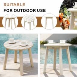 Direct Wicker Naturally Sanded Acacia Wood Side Table - Compact & Portable in Cream - Size: 1 Pack - thumbnail 5