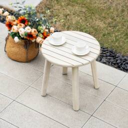 Direct Wicker Naturally Sanded Wooden Side Table - Compact & Portable in Cream - Size: 1 Pack