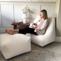rucomfy Beanbags rucomfy Indoor Large Snuggle Bean Bag Chair - Adults Jumbo Cord in Ivory - thumbnail 3