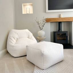 rucomfy Beanbags rucomfy Indoor Large Snuggle Bean Bag Chair - Adults Jumbo Cord in Ivory - thumbnail 7