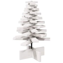 Berkfield Home Wooden Christmas Tree for Decoration White 60 cm Solid Wood Pine - thumbnail 2