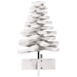 Berkfield Home Wooden Christmas Tree for Decoration White 60 cm Solid Wood Pine - thumbnail 3
