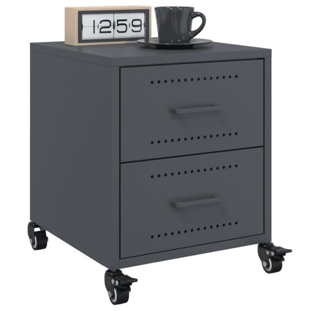 Berkfield Home Bedside Cabinets 2 pcs Anthracite 36x39x43.5 cm Steel in Black - image 1