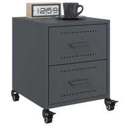 Berkfield Home Bedside Cabinets 2 pcs Anthracite 36x39x43.5 cm Steel in Black - thumbnail 1