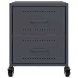 Berkfield Home Bedside Cabinets 2 pcs Anthracite 36x39x43.5 cm Steel in Black - thumbnail 5
