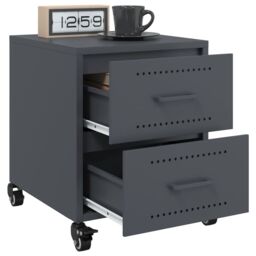 Berkfield Home Bedside Cabinets 2 pcs Anthracite 36x39x43.5 cm Steel in Black - thumbnail 4