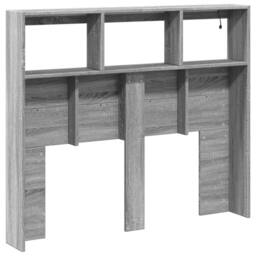 Berkfield Home Headboard Cabinet with LED Grey Sonoma 120x17x102 cm - Size: 120 x 17 x 102 cm - thumbnail 6