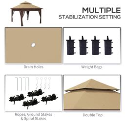OUTSUNNY 3 x 3(m) Pop Up Gazebo, Instant Shelter with Mosquito Netting in Khaki - thumbnail 6