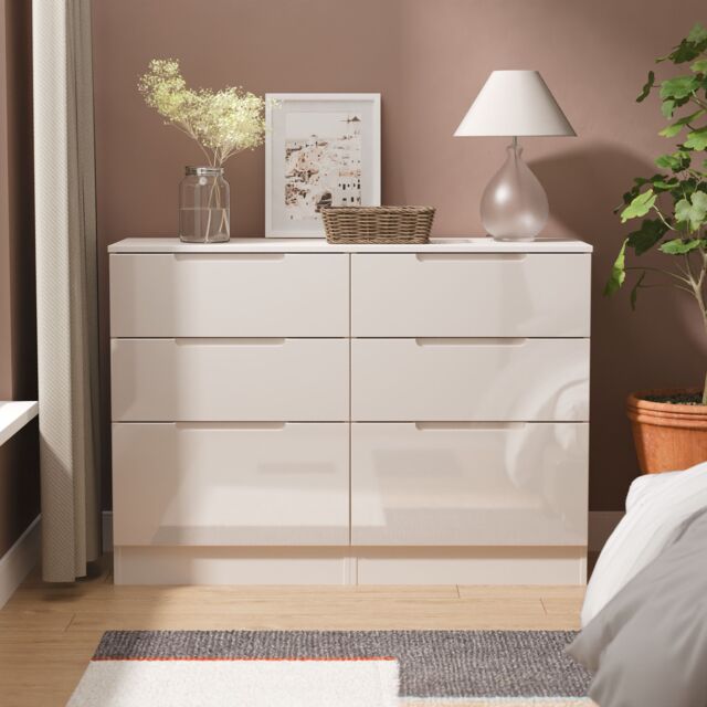 Ready Assembled 2 U Lucca 6 Drawer Wide Chest (Ready Assembled) in Taupe - image 1