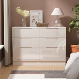 Ready Assembled 2 U Lucca 6 Drawer Wide Chest (Ready Assembled) in Taupe